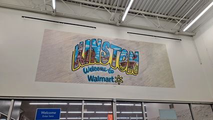 Special "Kinston" sign in the entrance to Walmart.