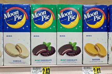 Mint chocolate Moon Pies, which were also something that Elyse and I had never seen before.