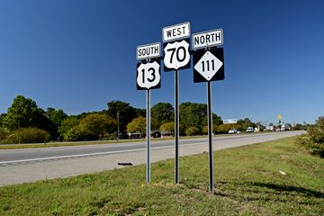 Reassurance markers for US 13, US 70, and NC 111 in Goldsboro.