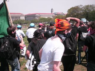 Pursuing the alleged Nazis back down the hill, towards Constitution Avenue.