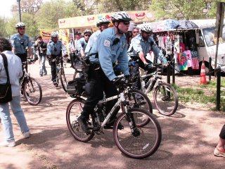 However, unlike the first time we spent time at this location, this time we had a stronger police presence, as cops had lined up around us on three sides, facing in, towards us.