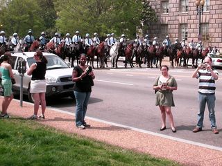 This row of mounted police officers made up the front of the formation.