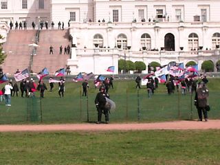 Meanwhile, beyond the police officers, the Nazis got into position at the west front of the Capitol.