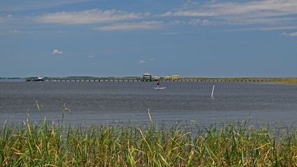 Currituck Sound, separating Corolla from the mainland.  The mainland is visible in the distance.