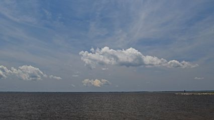 Currituck Sound, separating Corolla from the mainland.  The mainland is visible in the distance.