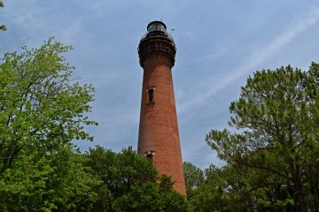 The Currituck Beach Lighthouse.  Some restoration work was going on around the balcony at the time of my visit.