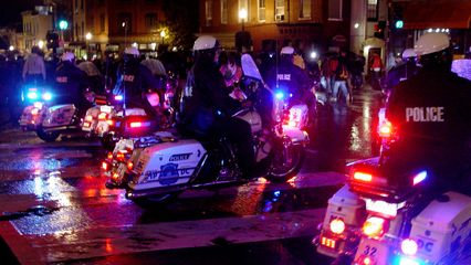 The demonstration continues, returning to Wisconsin Avenue.