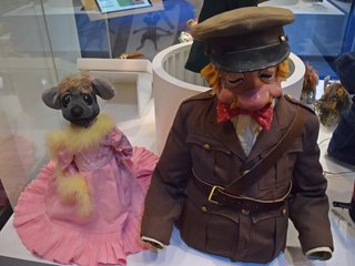 The Sam and Muffy puppets, on display together at the Canadian Museum of History.