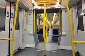 Interior of car 1106, manufactured by Alstom.