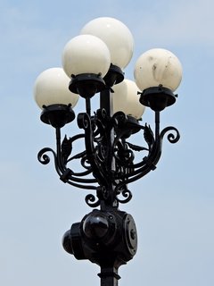 Five-headed lamppost and security camera array on Parliament Hill.