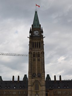 Peace Tower on the Centre Block building.  I was disappointed that it was starting to cloud up by now, because it made my photos less bright.