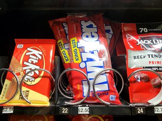 Snacks in the vending machine.