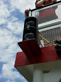 Navigation lights on the superstructure.