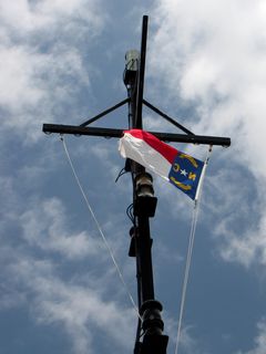 North Carolina flag flying from the mast.