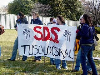 The various SDS chapters had their banners displayed, as they repeated various anti-war chants.