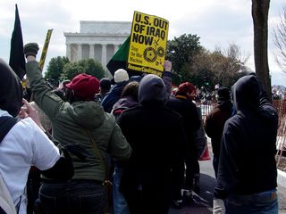 Getting off of the sidewalk and into the street, we are underway to get positioned to join the mainstream march.