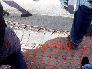 And that's the end of the orange construction fencing, as it got stomped down and out of the way.