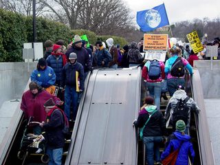 After the march was over, everyone entered the Metro at Arlington Cemetery station.