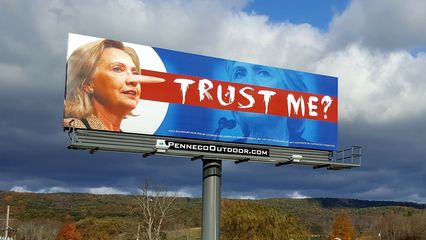 The billboard showing Hillary Clinton's nose photoshopped to be very long amused us. This was also a reminder that we were in a very "red" area of Pennsylvania.