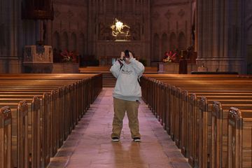 Elyse gets a photo of some of the stained glass windows.