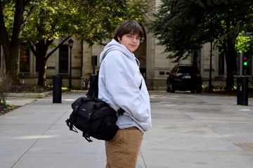 Elyse poses for a photo in front of the Cathedral.