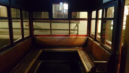 Interior of the northern (left when viewed from the top station) car on the Duquesne Incline. I was surprised about how much wood was in this car.