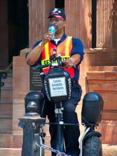 Operation Sea Arrrgh was also the last raid where Scientology hired a rent-a-cop on a Segway to keep demonstrators away from the front of the Org.