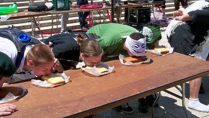 The cake eating contest. The goal in this contest was to completely consume your cake in the fastest time, using only your face.