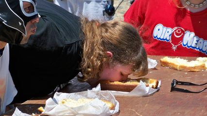 The cake eating contest. The goal in this contest was to completely consume your cake in the fastest time, using only your face.