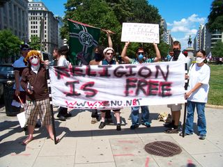 A spirited bunch raided McPherson Square.