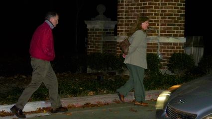 Scientology spokesmodel Sylvia Stanard and another gentleman enter the Wardman Park. With Sylvia holding her hands behind her back like that, it reminded me of the perp walk. Perhaps one day various Scientology officials will be doing the perp walk for real?