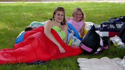 These two women, camped out across the street from the convention center, had already been eliminated, but decided to take a little time before clearing out.