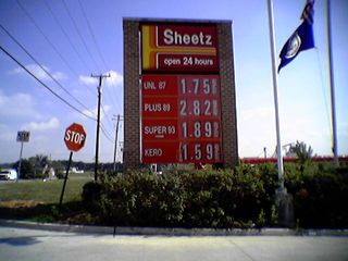 On August 26, Sheetz in Staunton was selling some REALLY expensive mid-grade gas.  This was actually a blooper, with the real price being $1.82 per gallon.