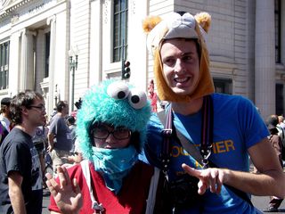 This was perhaps one of the coolest outfits we saw - a Cookie Monster hat!