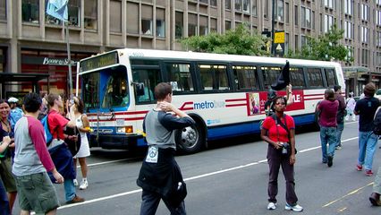 Our march stopped a Metrobus Flxible running on the 42 dead in its tracks, causing it to pull over while we passed.