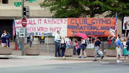 The Freepers lined the block in front of the FBI Building, counter-protesting.