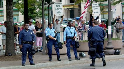 The Freepers lined the block in front of the FBI Building, counter-protesting.