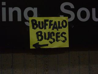 Maybe it was due to the long, strenuous day, but I found this "Buffalo Buses" sign posted at the entrance to the Vienna Metro station to be extremely funny.