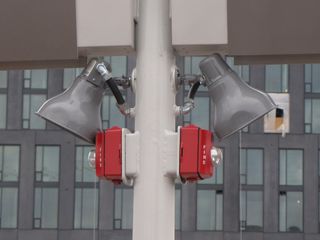 Two SpectrAlert Advance strobes with two Atlas Sound speakers.
