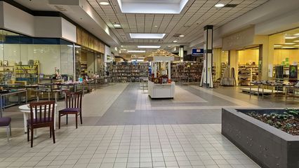 With JCPenney gone, the last 100 feet or so of the JCPenney wing was being used as part of Know Knew Books, partitioned off from the rest of the mall with shelving.