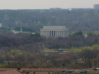 The Lincoln Memorial can be seen in the distance as well.