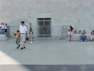 As if the gates' being closed isn't enough proof that the monument is not open, they also have a fence around the entrance.