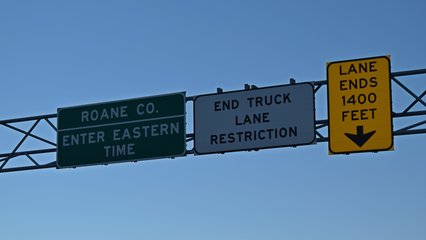 Not too far past the rest area, we crossed into Roane County, and back into the Eastern Time Zone.