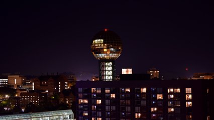 The Sunsphere, viewed from the Langley Garage.