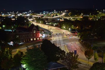 Another view from the Langley Garage, showing the intersection of Western Avenue, West Summit Hill Drive, Henley Street, and Broadway.
