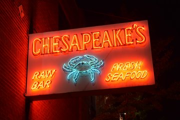 The crab restaurant's sign.  I shot a bunch of photos from the same angle with the intention of stacking them, and this is the result.