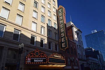 The Tennessee Theatre, photographed with my DSLR.  It's clear that I got over here late in the day, as the sun was low in the sky, which cast some very heavy shadows on my subject.