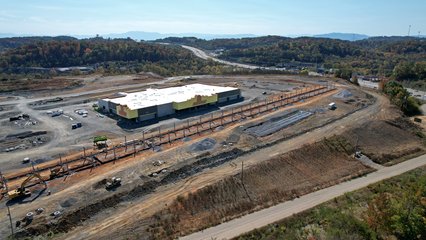 The new Sevierville Buc-ee's, under construction.  Unlike the Buc-ee's that we visited in Crossville, this Buc-ee's will located on a hill, and will have a single, very long fuel canopy.