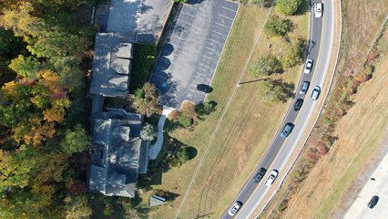 Flying back to the launch site after photographing the diverging diamond and the Buc-ee's.  I parked at the former Eagle Springs Winery facility, which gave me good line of sight to everything that I was trying to photograph.