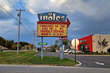 Neon sign in front of Ingles.